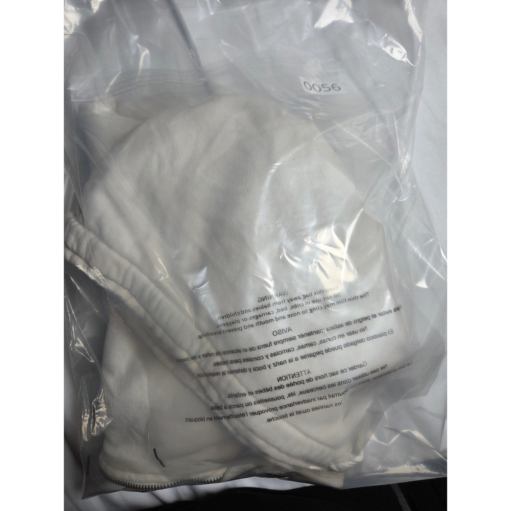 American Eagle Full Zip Hoodie Cream Oversized Fleece Sweatshirt XS/S - Picture 9 of 9